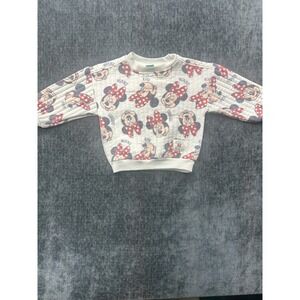 Disney Sweatshirt Baby 24 Month Cream Minnie Mouse Quilted Texture Short Sleeve